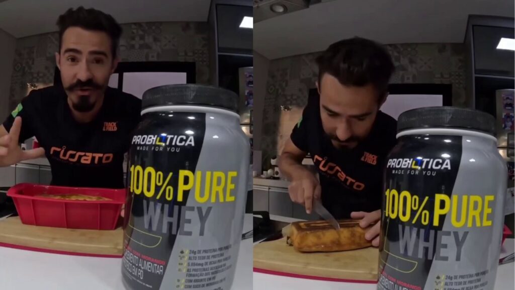 preparo receita bolo proteico com whey