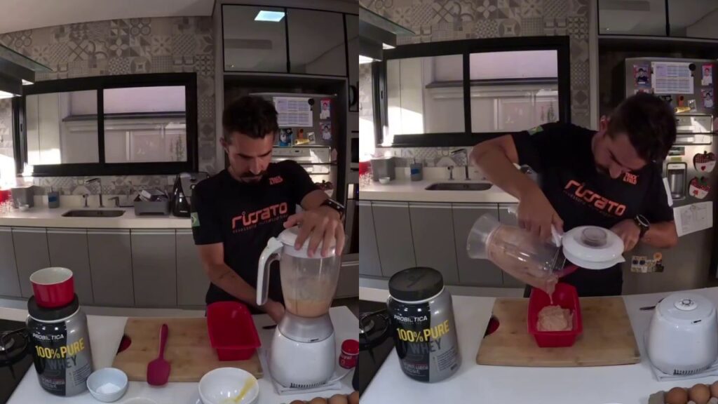 preparo receita bolo proteico com whey