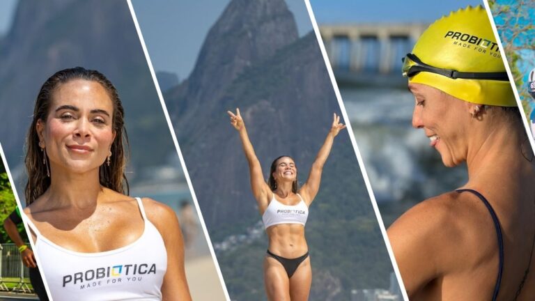 atleta probiotica bruna na praia