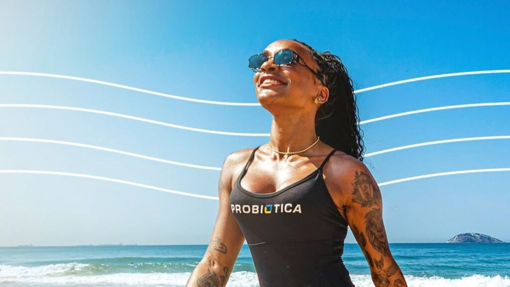 patricia ramos, parceira probiótica na praia