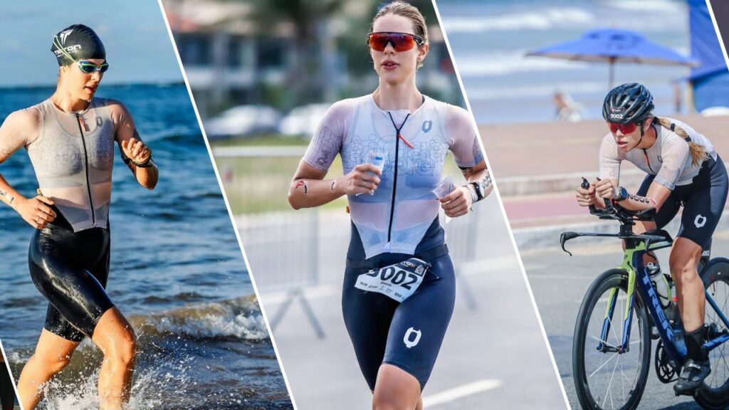 atleta probiotica amanda galarda durante triatlo