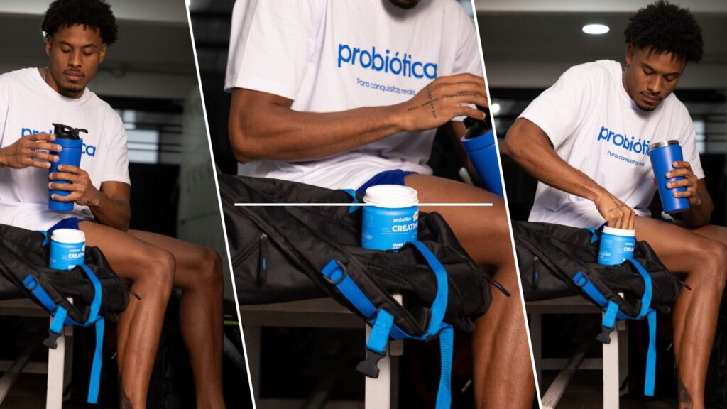 paulo andre atleta probiotica preparando creatina
