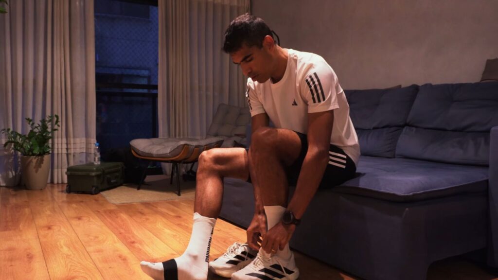 Miguel Morone se preparando para treino