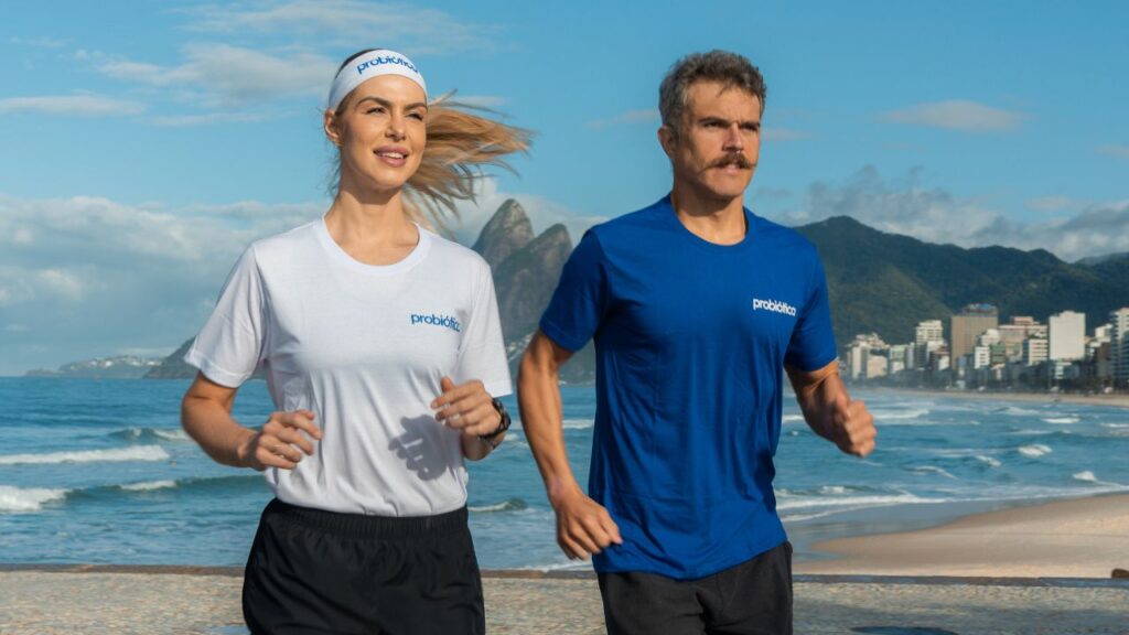 Amanda e Guido correndo parceiros probiótica