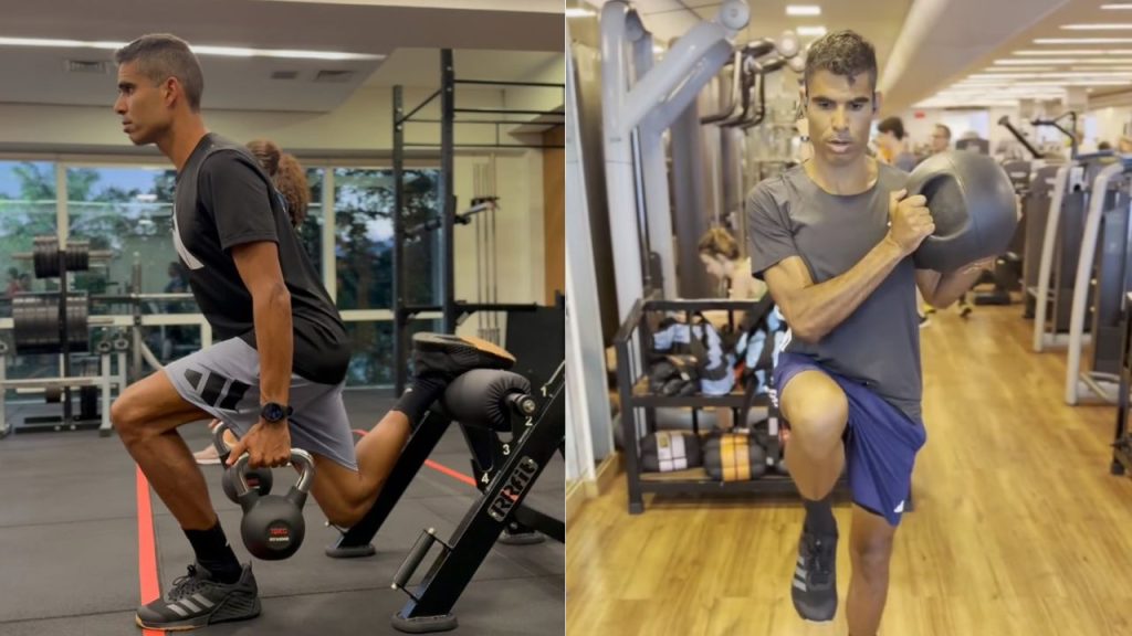 Miguel morone durante treino de força