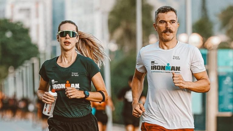 Amanda e guido atletas probiotica durante treino