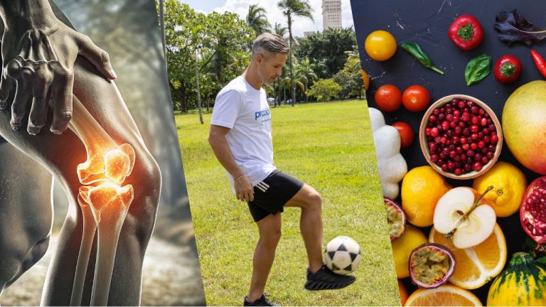 imagens simbolizando lesão nutrição e futebol