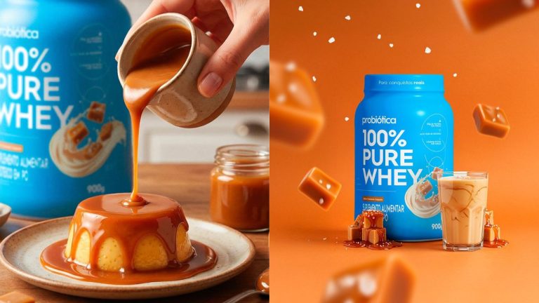 Pudim proteico com whey protein de caramelo salgado